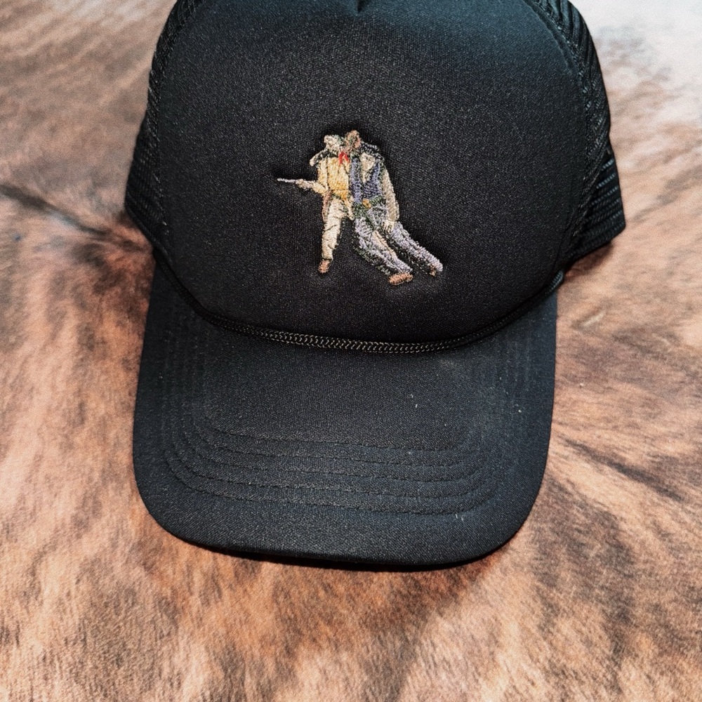Black Trucker Hat with Embroidered Design